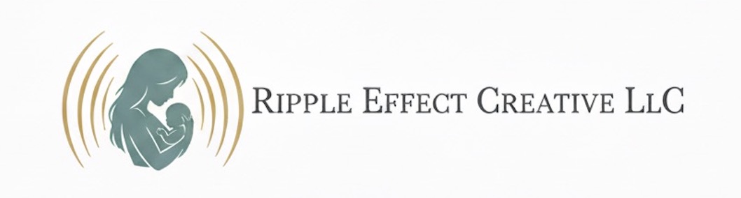 Ripple Effect Creative Logo - Stylized image of a mother holding a baby.